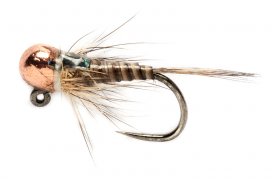 Tungstenov� jig s m�d�nou hlavi�kou ... Tungstenov� jig s m�d�nou hlavi�kou napodobuj�c� nymfu jepice p��rodn� B/P, vel. 14, 3,2 mm