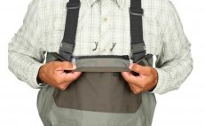 Brodc kalhoty Simms Freestone Stockingfoot Dark Gunmetal - Vnitn zip pro pipnatelnou kapsu Tippet Tender