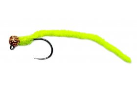 Micro-Chenille Worm Jig s oranovou ... Micro-Chenille Worm Jig s oranovou hlavikou fluo chartreuse, vel. 14