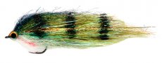 Štikový rybičkový streamer napodobující okounka zeleno-olivový