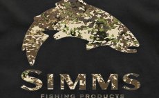Triko Simms Trout River Camo Black - Logo