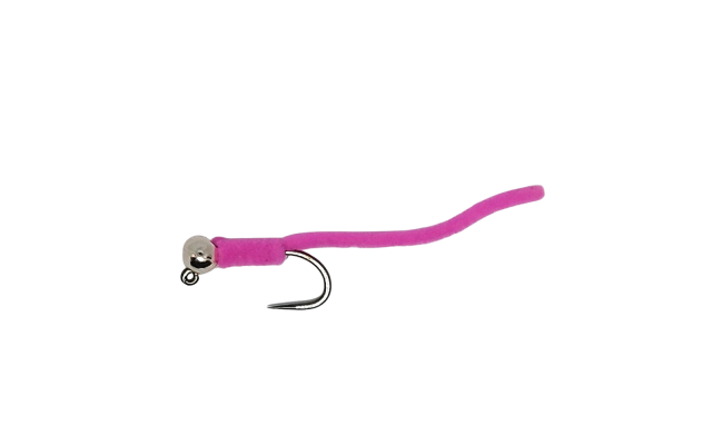 Micro-Chenille Worm Jig se st��brnou hlavi�kou fluo r��ov� B/P Micro-Chenille Worm Jig se st��brnou hlavi�kou fluo r��ov� B/P, vel. 14