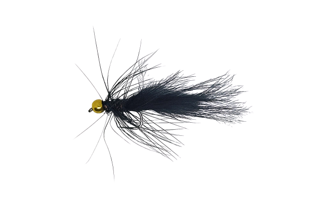 Woolly Bugger se zlatou hlavi�kou �ern� B/P Woolly Bugger se zlatou hlavi�kou �ern� B/P, vel. 12