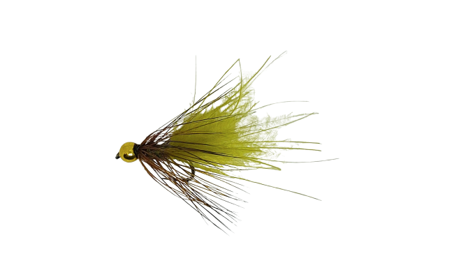 Woolly Bugger se zlatou hlavi�kou hn�do-olivov� B/P Woolly Bugger se zlatou hlavi�kou hn�do-olivov� B/P, vel. 12