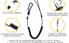 Magnetick drk podbrku Fencl s ocelovm lankem a karabinou